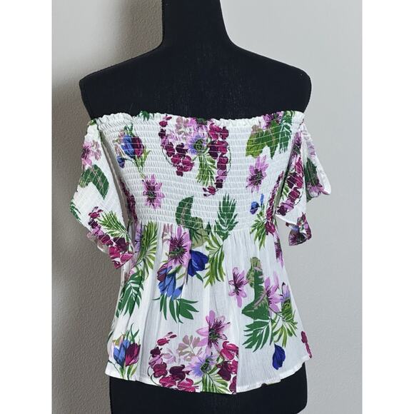 Ambience Women’s Top White Floral off The Shoulder Tub Y2K Top Size (L) - Picture 12 of 16
